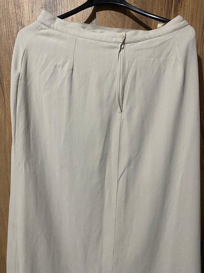 Bej uzun Keten Kadın Etek - Görsel 2