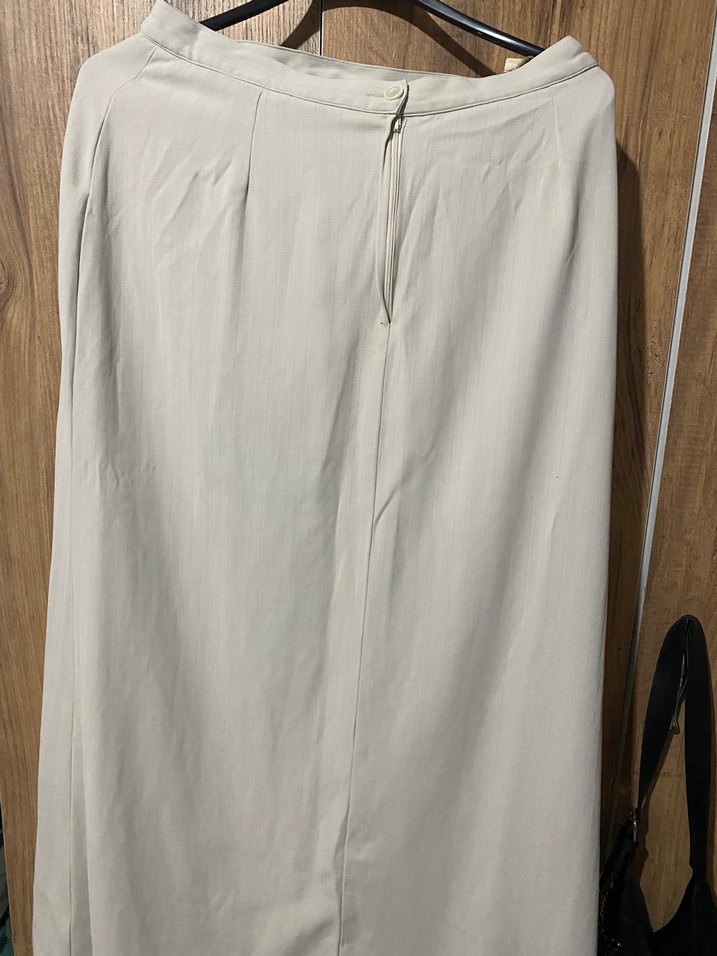 Bej uzun Keten Kadın Etek - Görsel 4