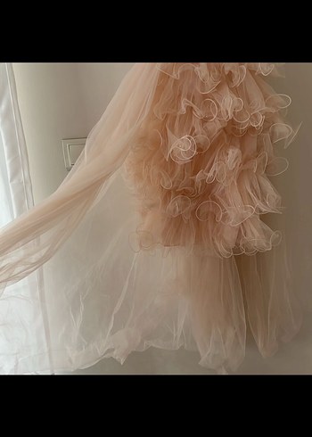 Pudra Renkli Uzun Abiye Elbise - Görsel 3