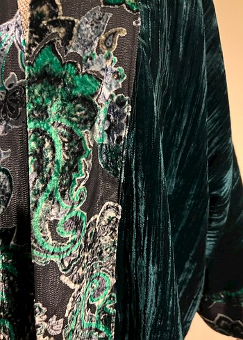 diğer Beden Yeşil Uzun Kollu Bohem Kimono