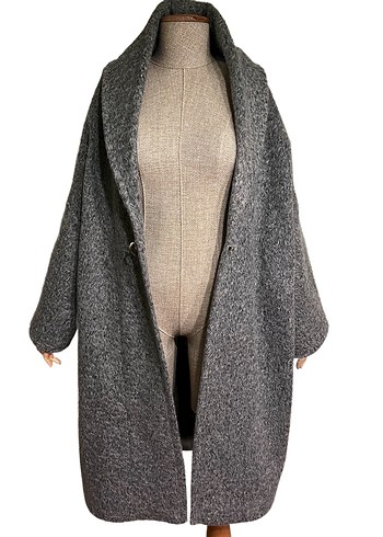 Diğer Gri Oversize Yün Kaban
