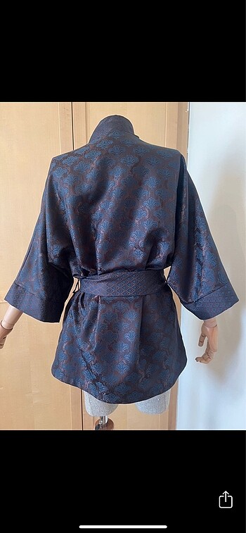 universal Beden kahverengi Renk Kısa brokar kimono