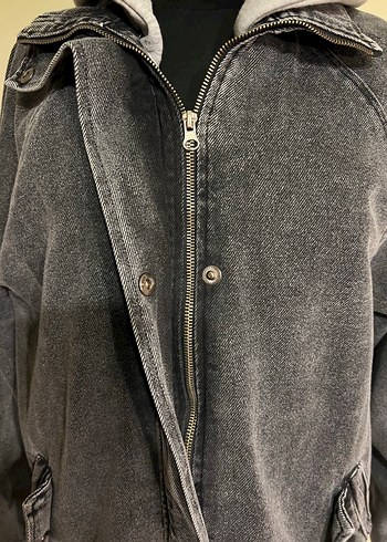 m Beden gri Renk Gri denim parka