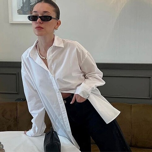 universal Beden Beyaz oversize gömlek