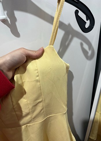Sarı Askılı Mini Elbise - Görsel 2