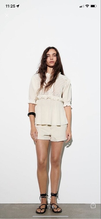 Zara kontrrans ajurlu dantel tasarımlı teiko bluz s beden renk e