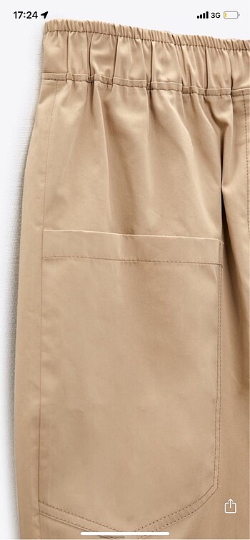xs Beden camel Renk Zara cepli poplin pantalon xs kalıbı geniş s bedene uyumlu rengi