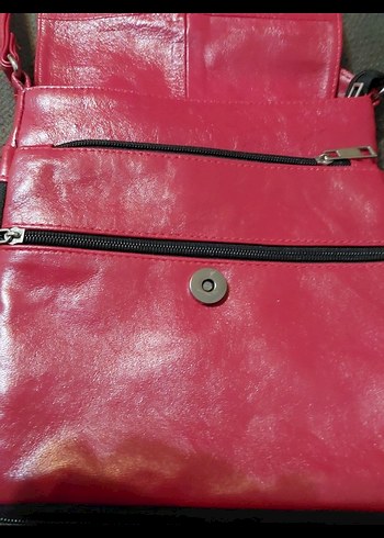 Kırmızı Deri Kadın Çanta - Görsel 2