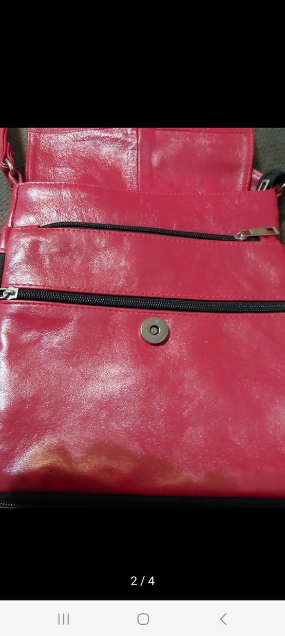 Kırmızı Deri Kadın Çanta - Görsel 2