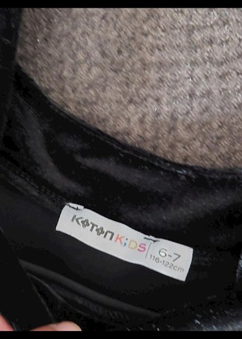 Kız Çocuk Siyah Kadife Kısa Kollu Elbise - Görsel 3