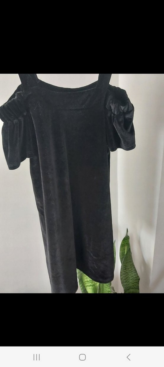 Kız Çocuk Siyah Kadife Kısa Kollu Elbise - Görsel 2