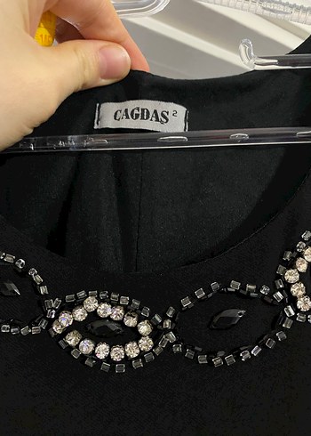 Uzun Siyah Drapeli Klasik elbise - Görsel 3