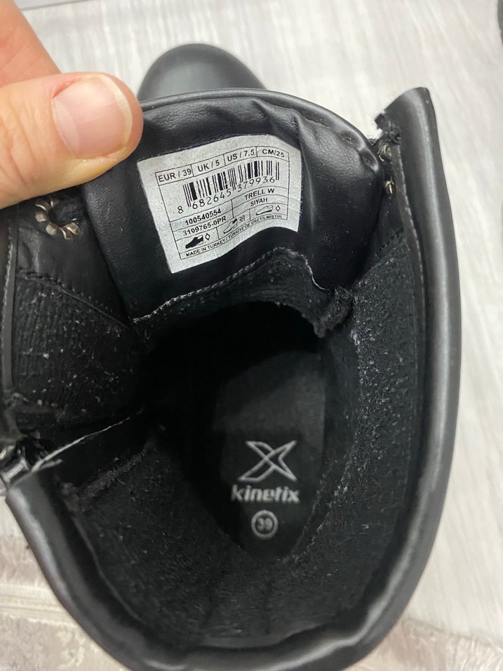 Siyah Deri Goth Tarzı Kadın bot kinetix - Görsel 5