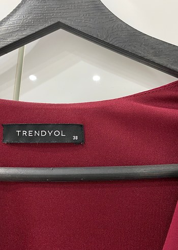 Bordo Midi V Yaka Uzun Kollu Elbise - Görsel 2