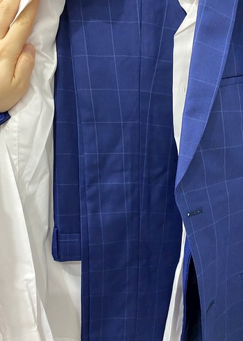 Klasik Lacivert Ekose Erkek Takım Elbise - Görsel 4