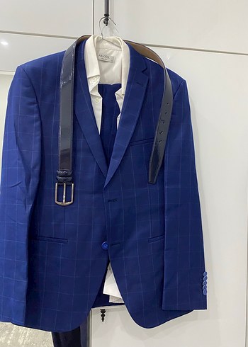Klasik Lacivert Ekose Erkek Takım Elbise - Görsel 2