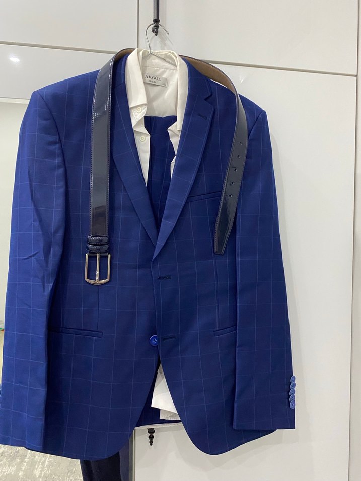 Klasik Lacivert Ekose Erkek Takım Elbise - Görsel 2
