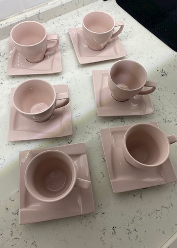 Pastel Pembe porselen Fincan ve Tabak Seti - Görsel 2