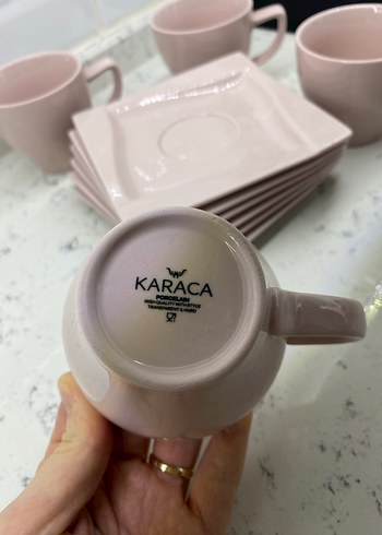 Pastel Pembe porselen Fincan ve Tabak Seti - Görsel 5