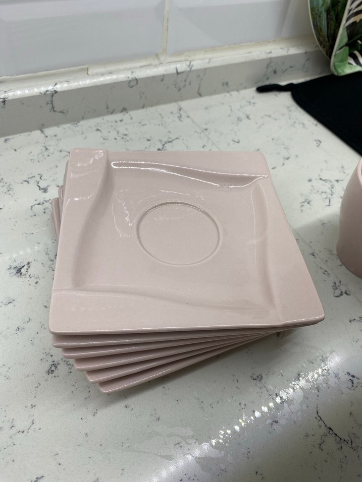 Pastel Pembe porselen Fincan ve Tabak Seti - Görsel 4