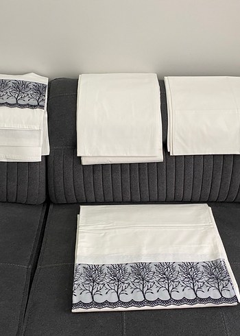 Nakışlı Beyaz Nevresim Takımı elart - Görsel 5