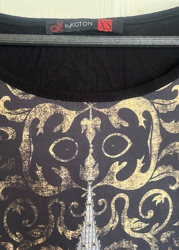 Uzun Kollu Siyah Baskılı Bluz - Görsel 2