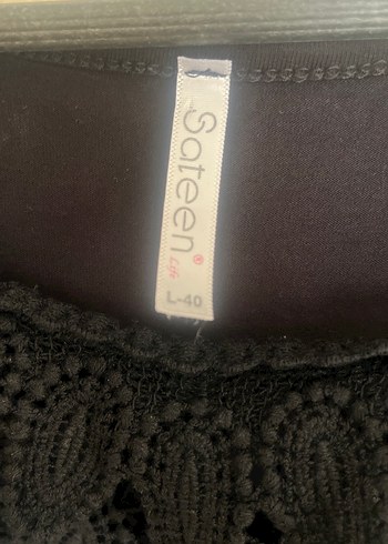 Dantel Detaylı Siyah Kısa Kollu Bluz - Görsel 2