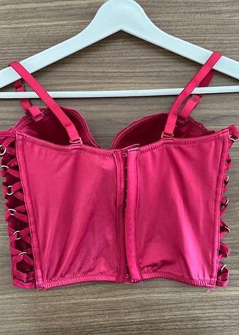 Bordo Vintage Gotik Dantelli Büstiyer - Görsel 3