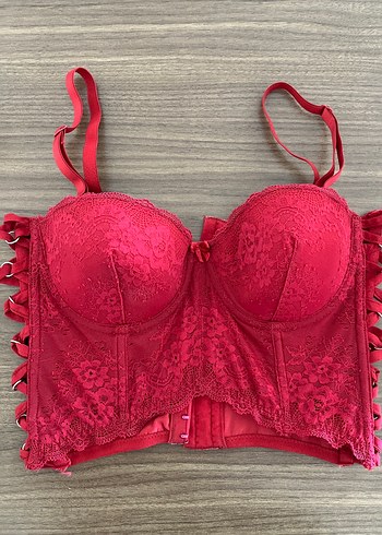 Bordo Vintage Gotik Dantelli Büstiyer - Görsel 4
