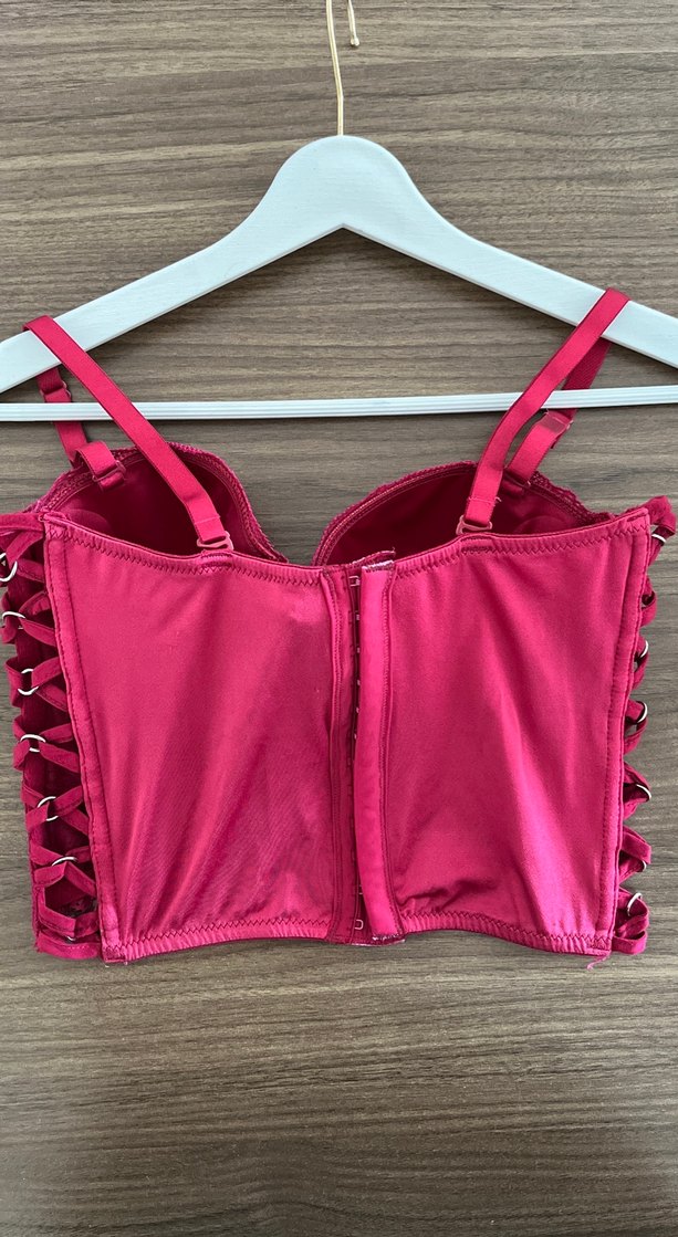 Bordo Vintage Gotik Dantelli Büstiyer - Görsel 3