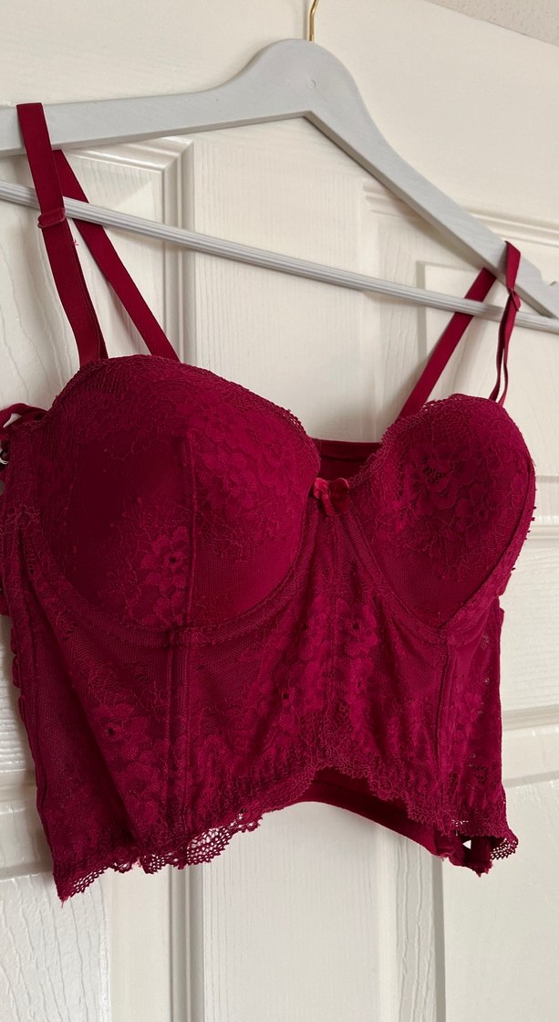 Bordo Vintage Gotik Dantelli Büstiyer - Görsel 2