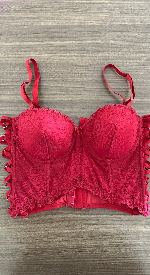 Bordo Vintage Gotik Dantelli Büstiyer - Görsel 4