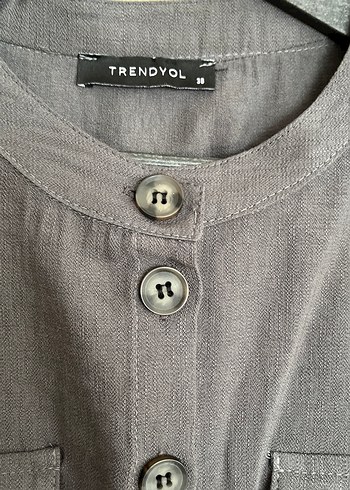 Gri Keten Kemerli Tulum - Görsel 3