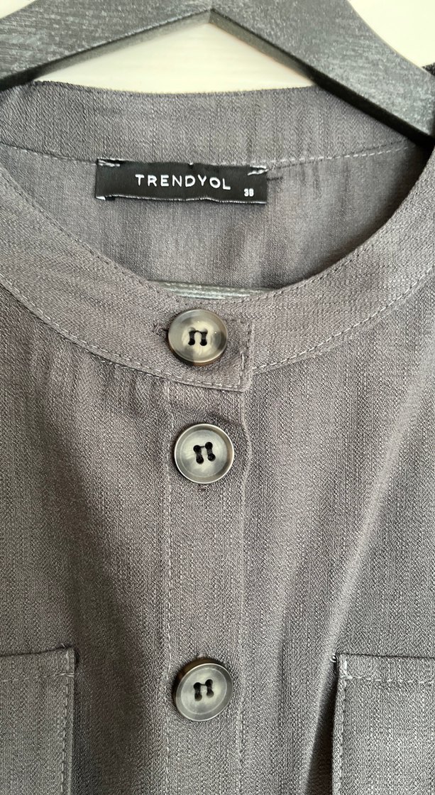 Gri Keten Kemerli Tulum - Görsel 3