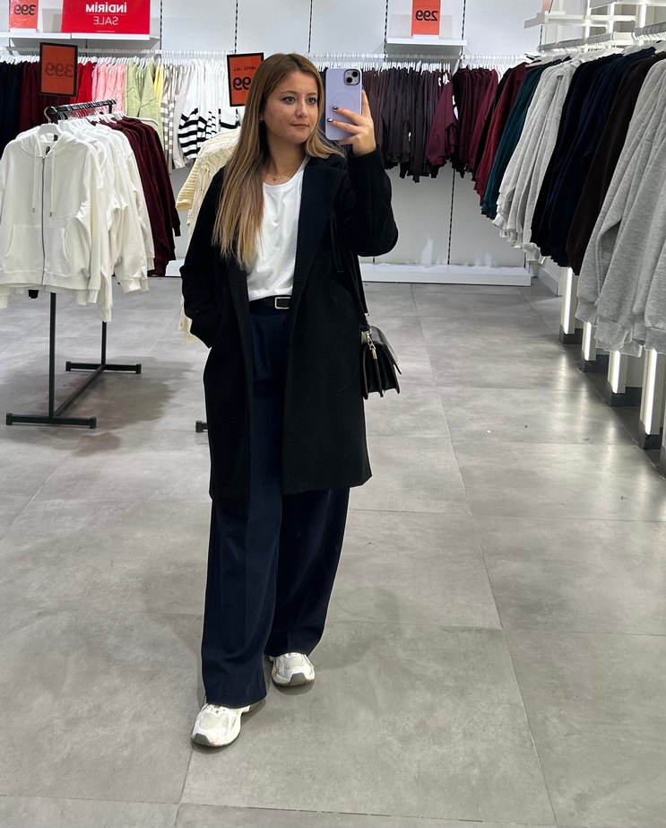 Bigdart Siyah Kaşe Kaban - Görsel 2