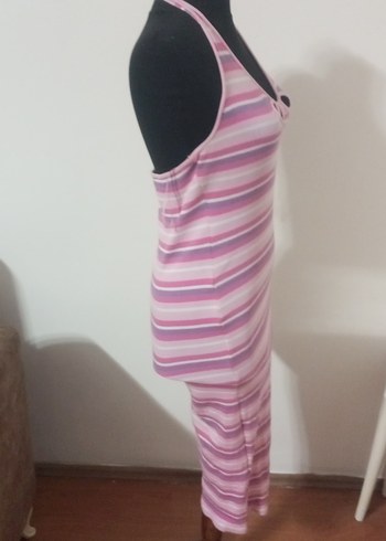 Vintage Love Pembe Çizgili Uzun Bohem Elbise