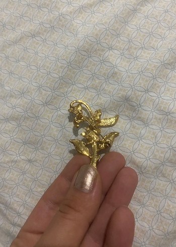 Altın Renkli Payetli Vintage broş - Görsel 2