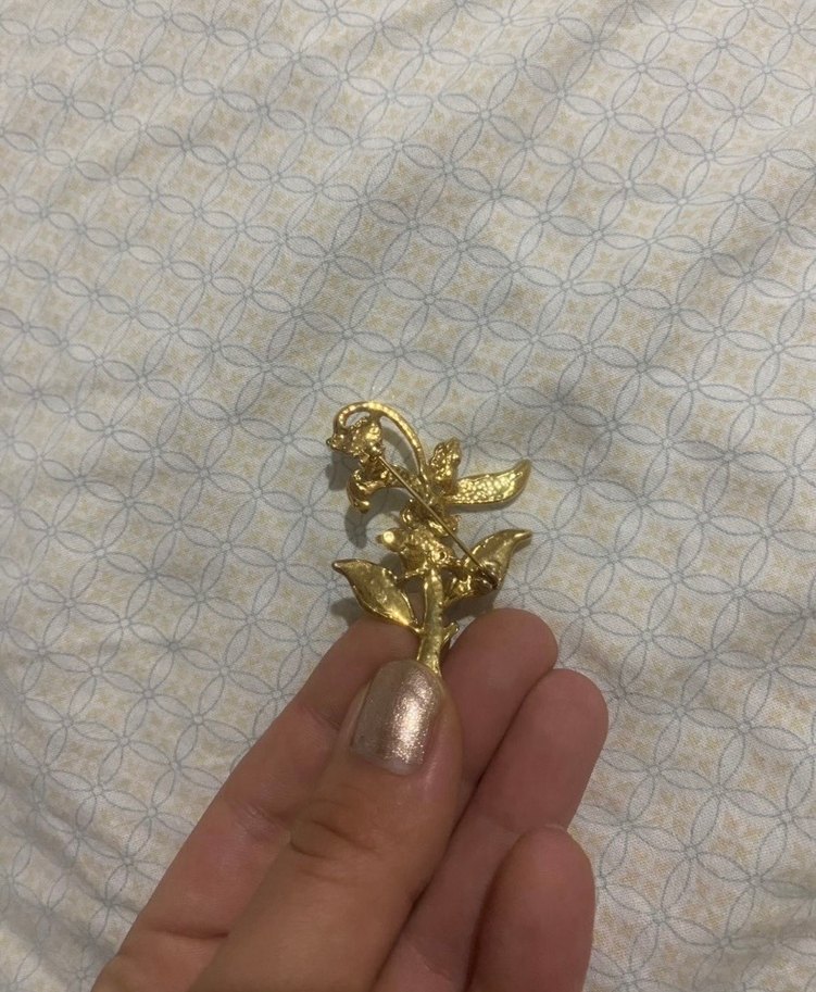 Altın Renkli Payetli Vintage broş - Görsel 2