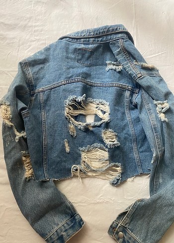 Düğmeli Mavi Kadın Denim Ceket - Görsel 3