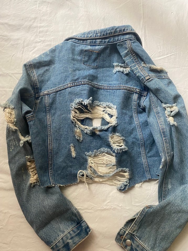 Düğmeli Mavi Kadın Denim Ceket - Görsel 3