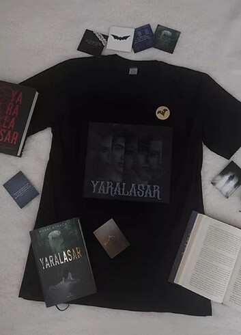 Yaralasar özel baskılı siyah tişört 
