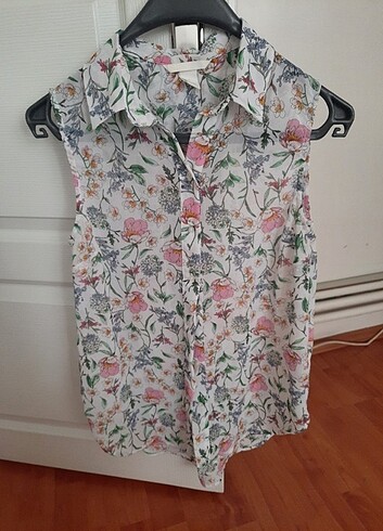 H&M marka desenli şifon bluz 