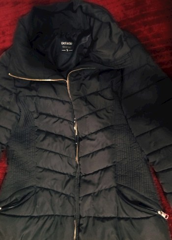 Siyah Fermuarlı Uzun Kadın Kışlık Mont - Görsel 3