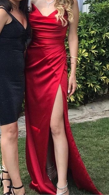 s Beden kırmızı Renk Kırmızı saten elbise ns sposa