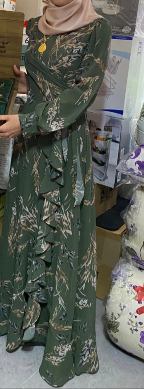 Kadın Haki Desenli tüllü elbise - Görsel 3