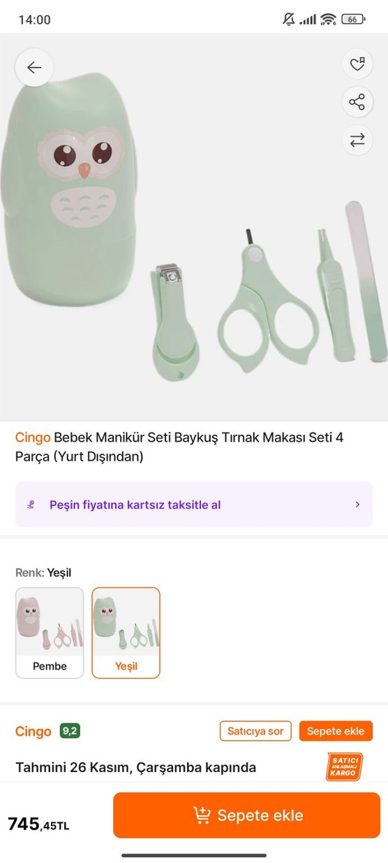 Turkuaz Baykuş Tasarımlı Çocuk manikür seti - Görsel 3