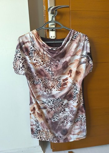 Gri Batik Desenli V Yaka Bohem Bluz - Görsel 7