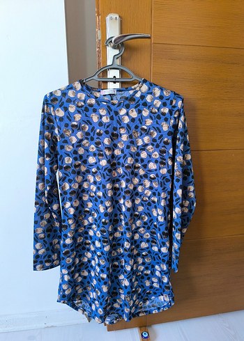 Gri Batik Desenli V Yaka Bohem Bluz - Görsel 9