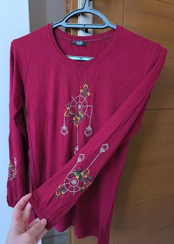 Gri Batik Desenli V Yaka Bohem Bluz - Görsel 10