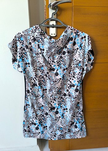 Gri Batik Desenli V Yaka Bohem Bluz - Görsel 8